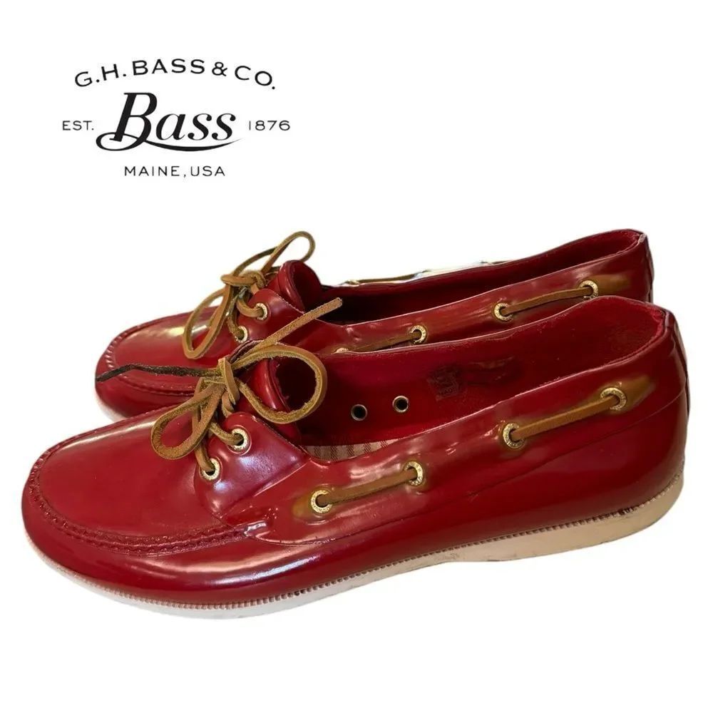 G.H. Bass & Co. "Bay" Red Rubber Women's Loafers Boat Shoes 11